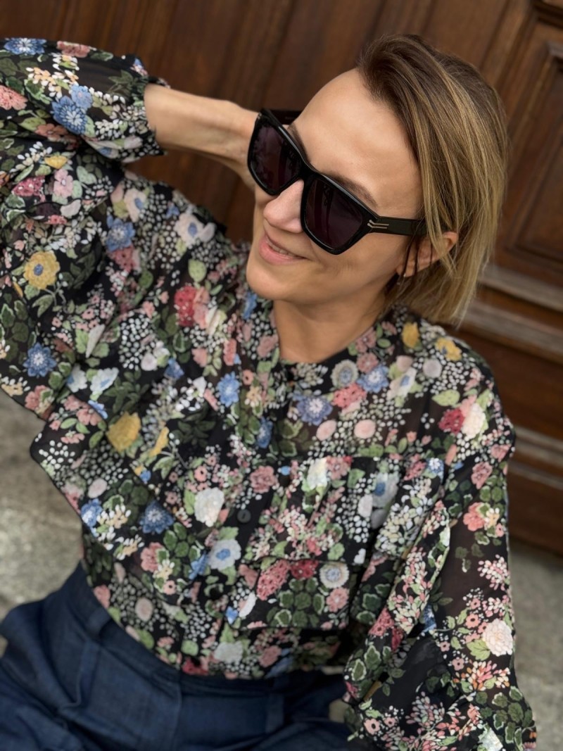 Miniatura produktu Koszula Damska ze stójką i falbanami w kwiatowy wzór Porto Flowers