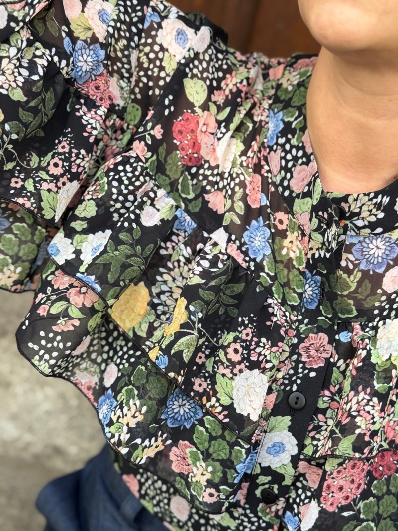 Miniatura produktu Koszula Damska ze stójką i falbanami w kwiatowy wzór Porto Flowers