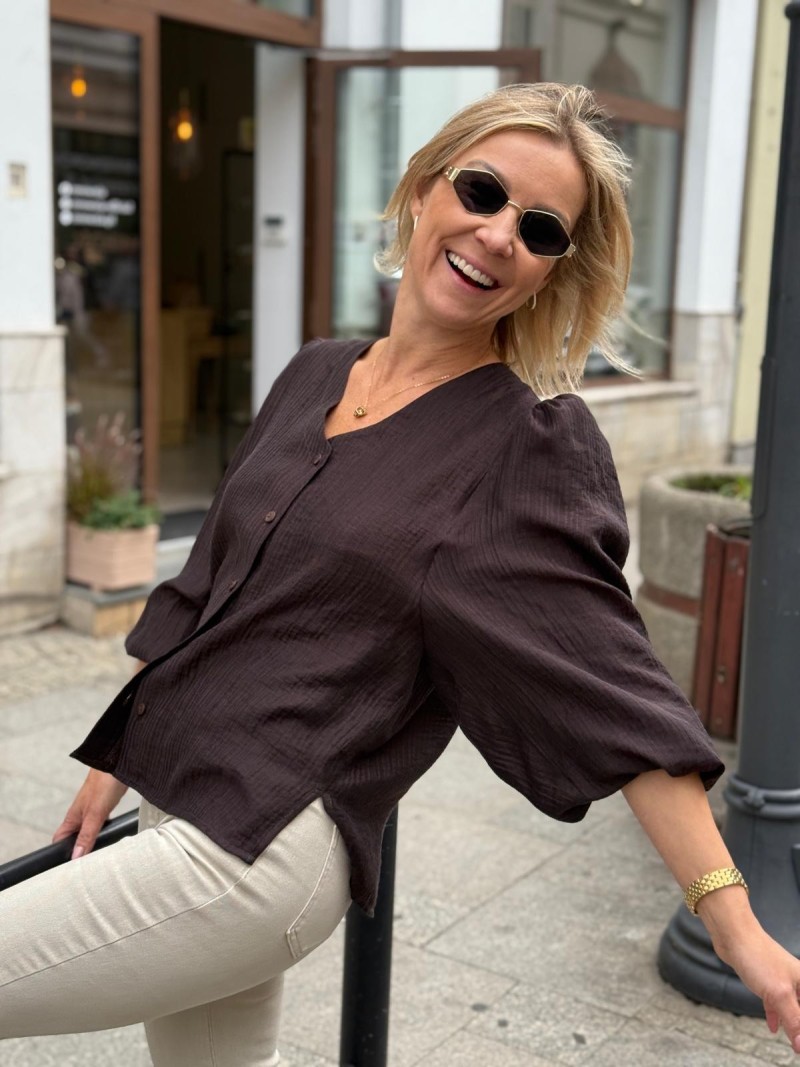 Miniatura produktu Brązowa Koszula z bufkami Bello Lyocell&Brown