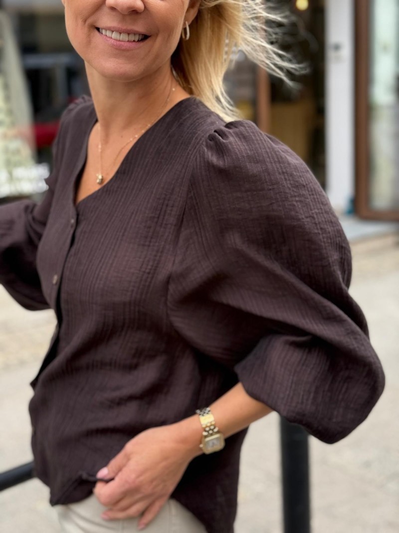 Miniatura produktu Brązowa Koszula z bufkami Bello Lyocell&Brown