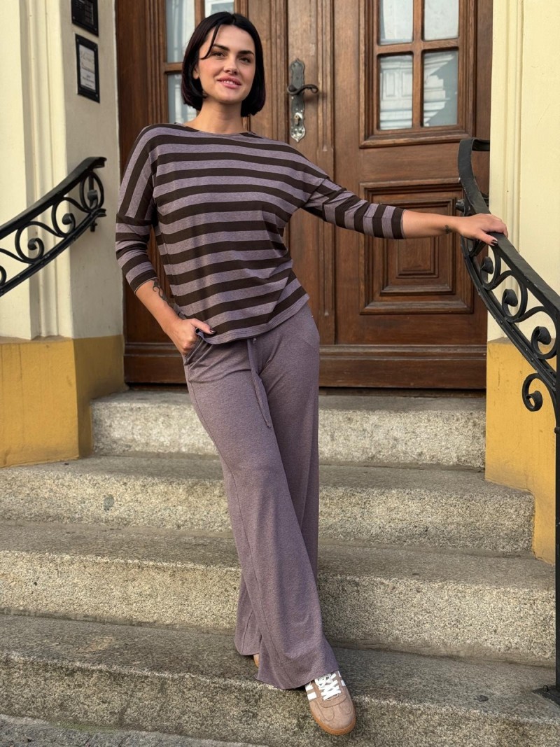 Miniatura produktu Kakaowe Spodnie dresowe z szerokimi nogawkami i kieszeniami Long BG