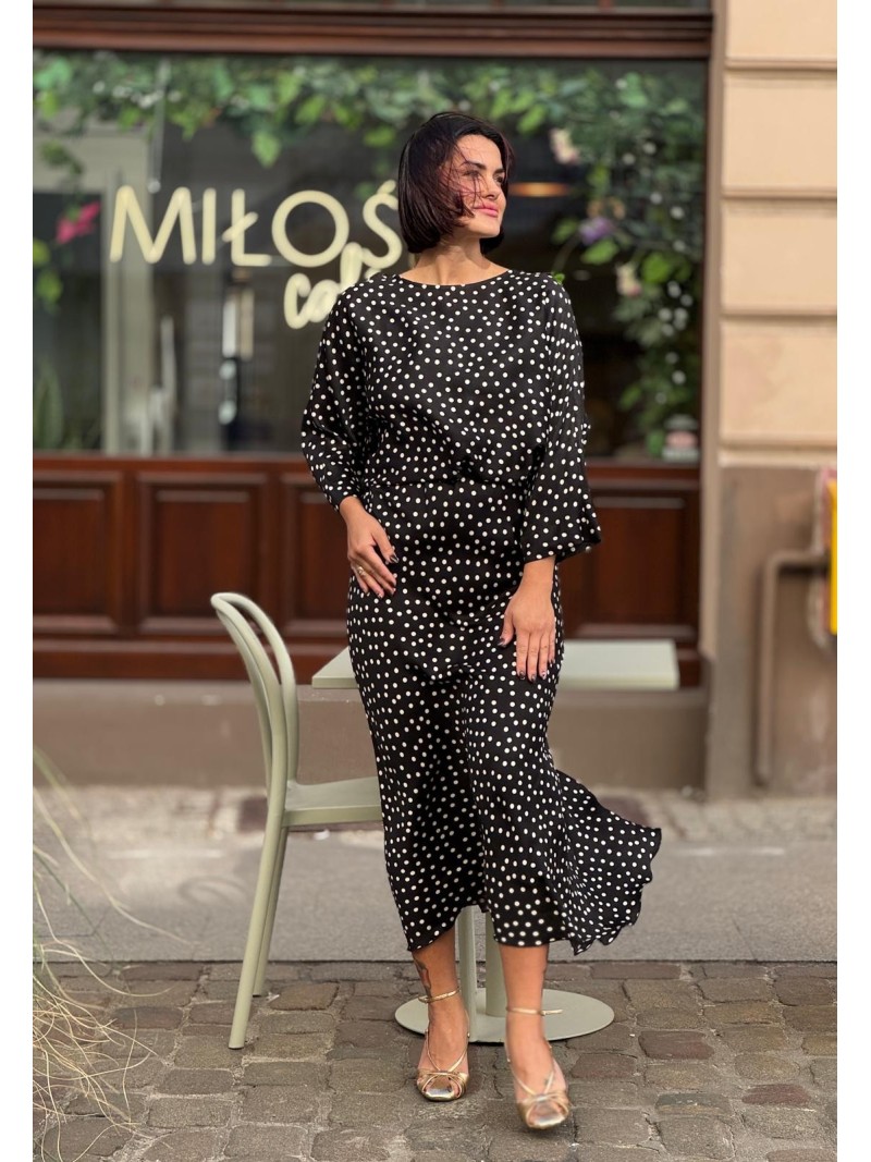 Miniatura produktu Czarna Spódnica Wiskozowa w białe groszki Soley Retro&Black