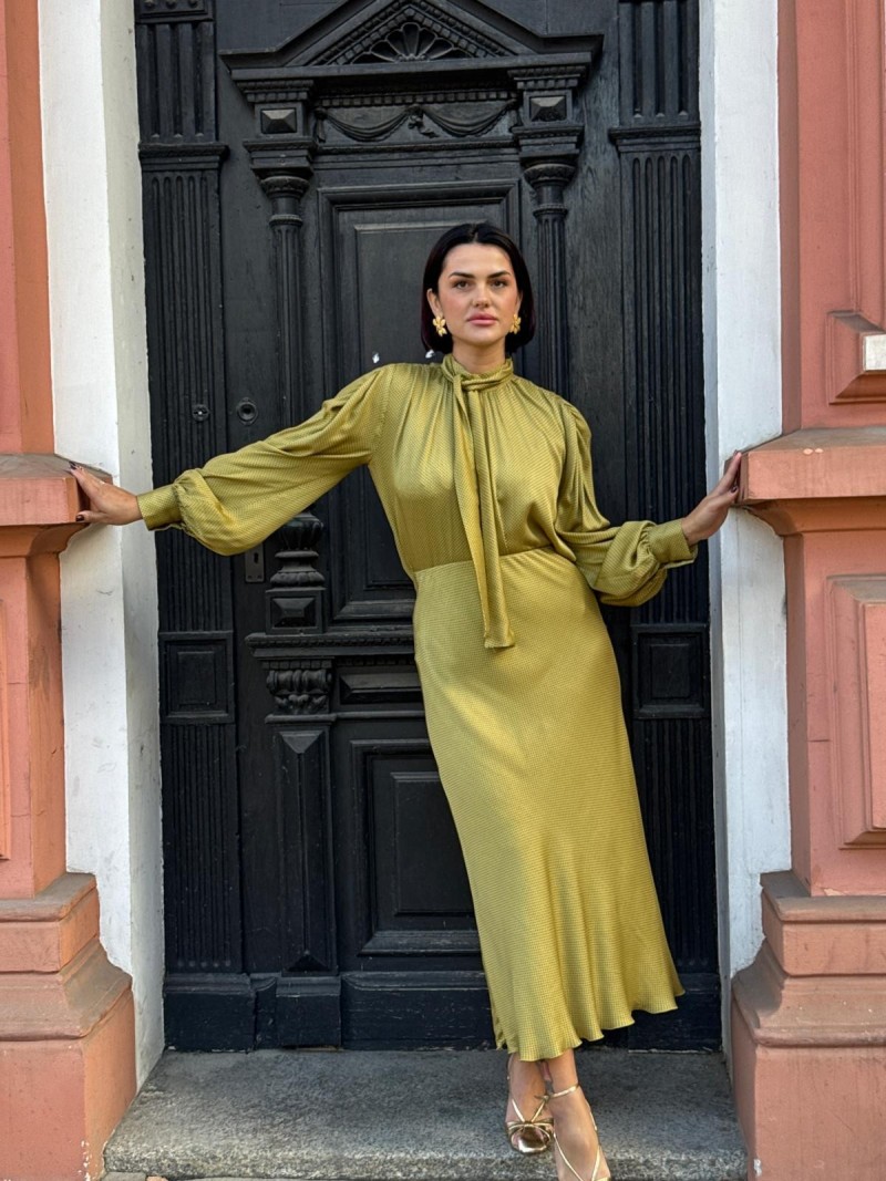 Miniatura produktu Spódnica Wiskozowa midi w kolorze musztardowym Soley Dijon