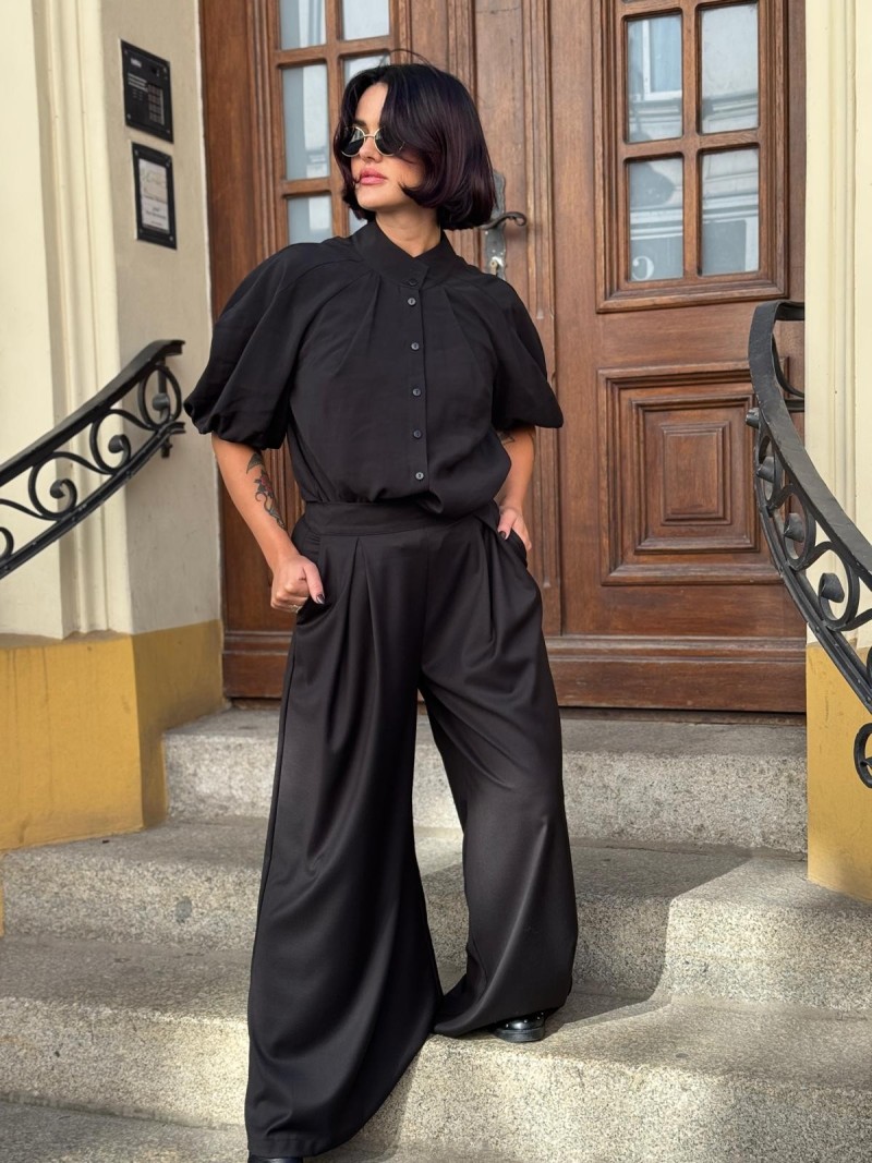 Miniatura produktu Czarne Spodnie Culoty z szerokimi nogawkami Karl Black&Royal