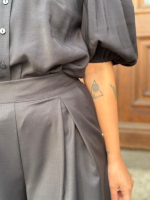 Czarne Spodnie Culoty z szerokimi nogawkami Karl Black&Royal