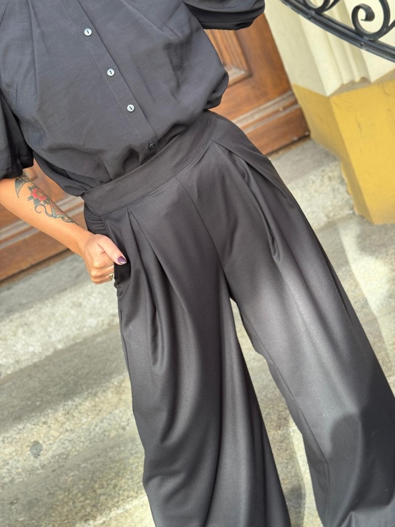 Miniatura produktu Czarne Spodnie Culoty z szerokimi nogawkami Karl Black&Royal