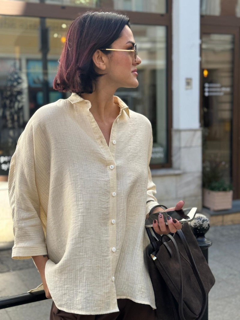 Miniatura produktu Przewiewna Koszula z rękawem kimono w perłowym odcieniu Ella&Lyocell Perla