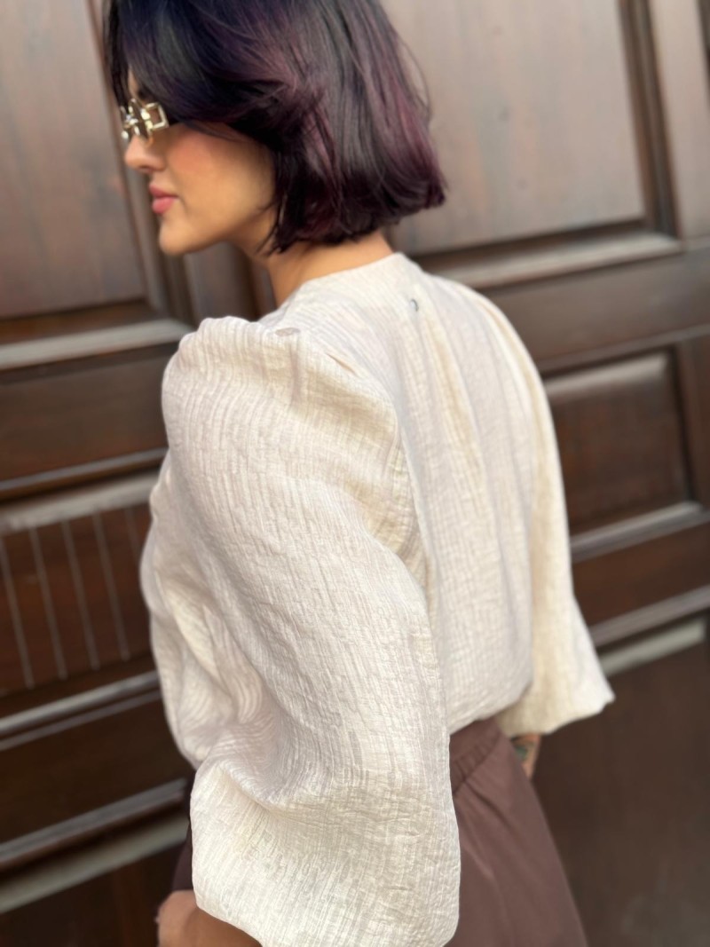 Miniatura produktu Perłowa Wiskozowa Koszula z bufiastymi rękawami Bello Lyocell&Perla