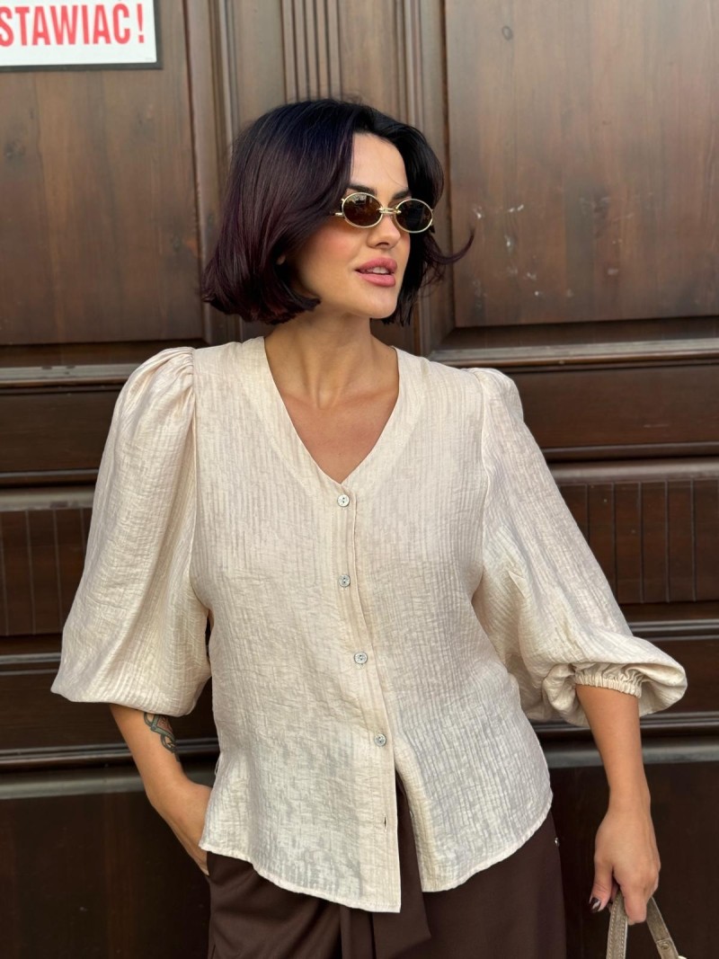 Miniatura produktu Perłowa Wiskozowa Koszula z bufiastymi rękawami Bello Lyocell&Perla