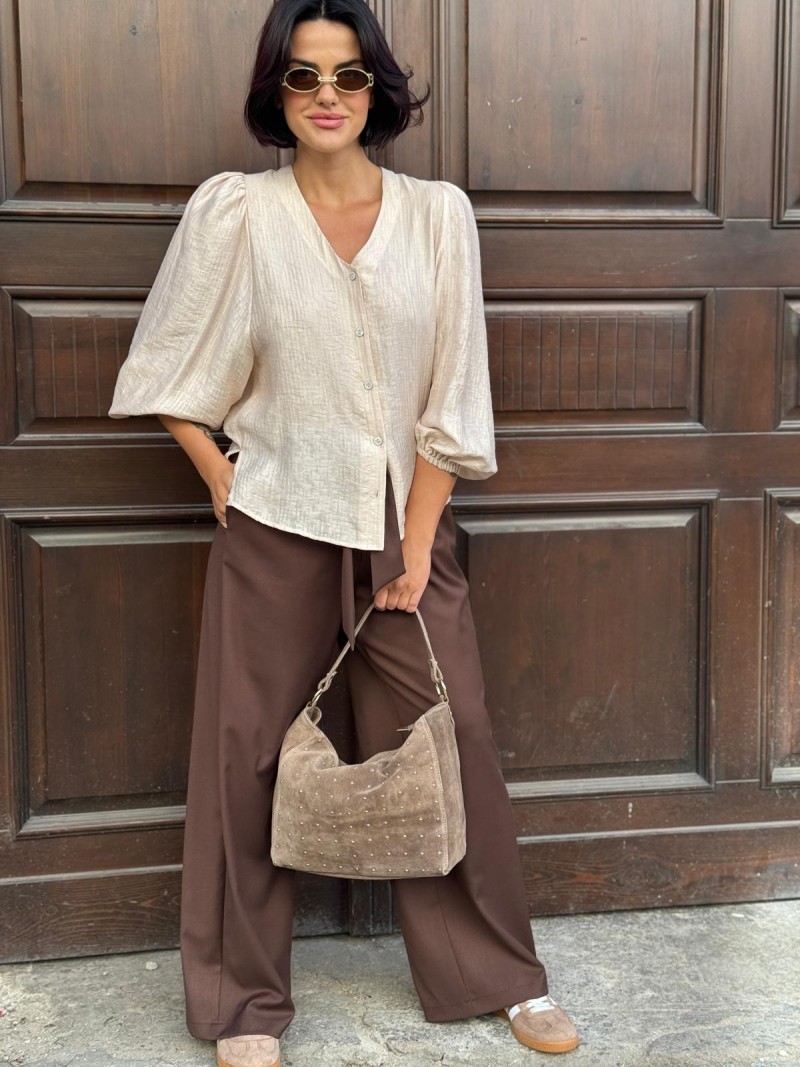 Miniatura produktu Perłowa Wiskozowa Koszula z bufiastymi rękawami Bello Lyocell&Perla