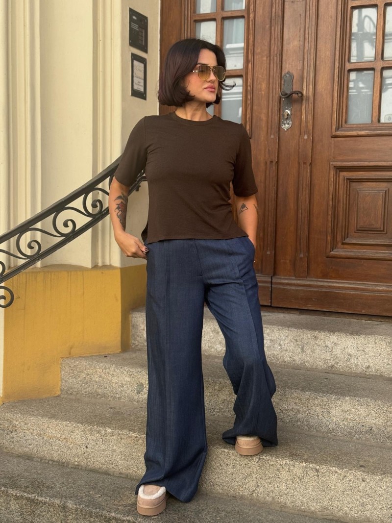 Miniatura produktu Wiskozowy Brązowy T-shirt Matt Brown&Melange