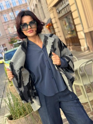 Szare Wdzianko Oversize z przedłużanym tyłem i rękawem 3/4 Novi Grey