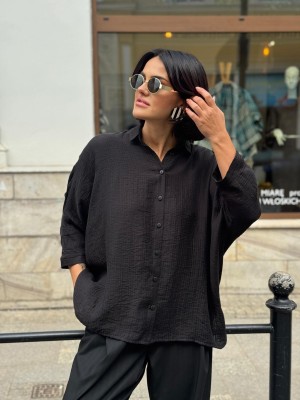 Przewiewna Koszula z rękawem kimonowym w kolorze czarnym Ella&Lyocell Black