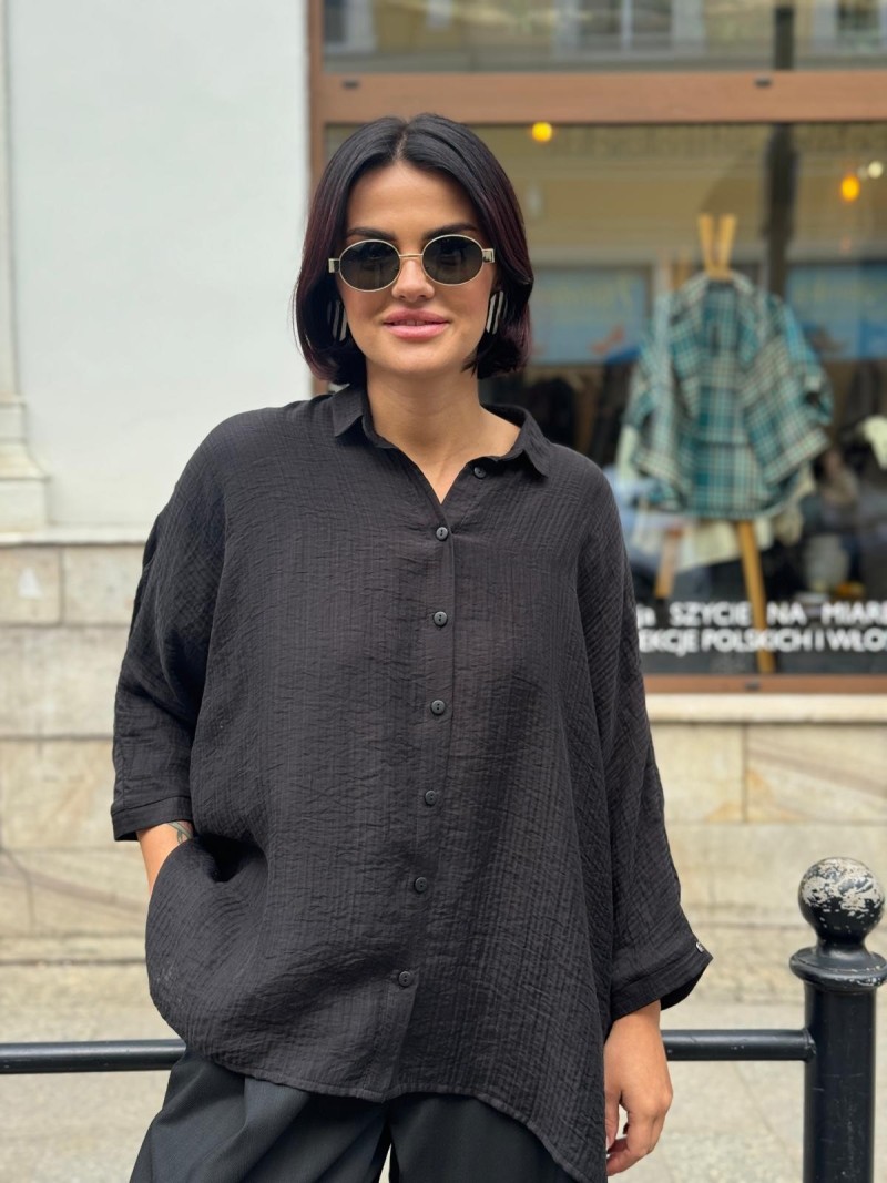 Miniatura produktu Przewiewna Koszula z rękawem kimonowym w kolorze czarnym Ella&Lyocell Black