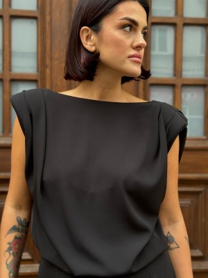 Dwustronna czarna Bluzka bez rękawów Blues Black