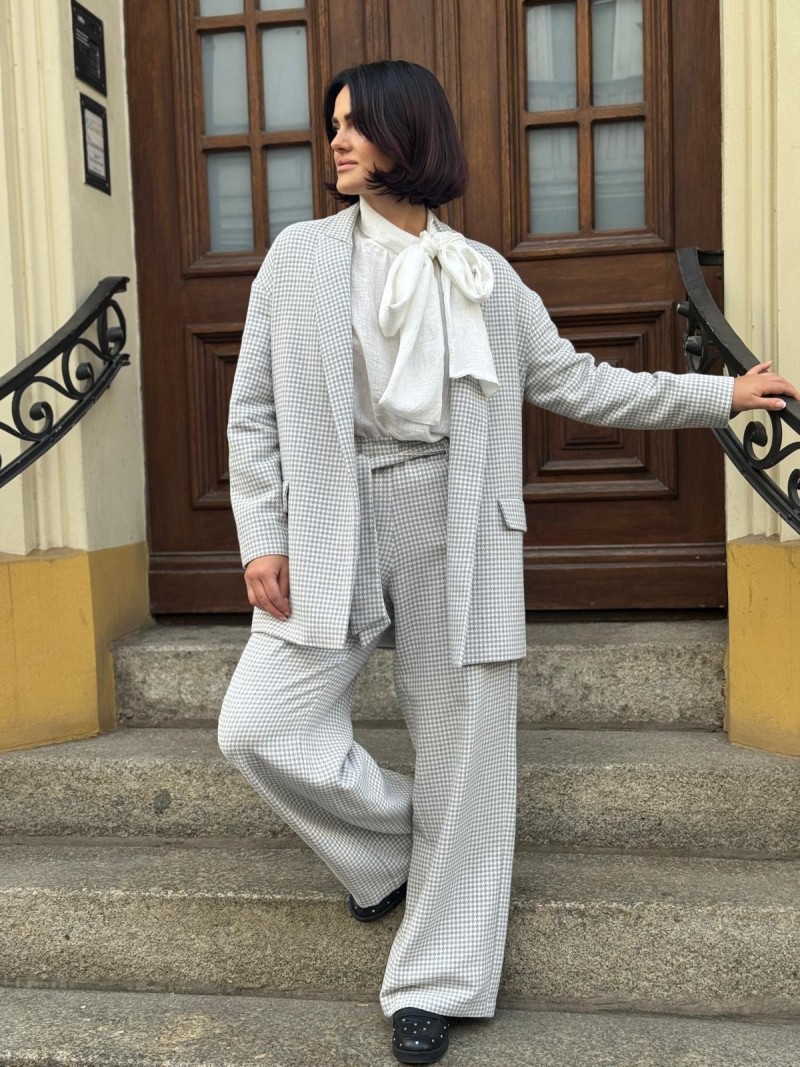 Miniatura produktu Żakiet oversize w szaro-kremową pepitkę Cassie G&E