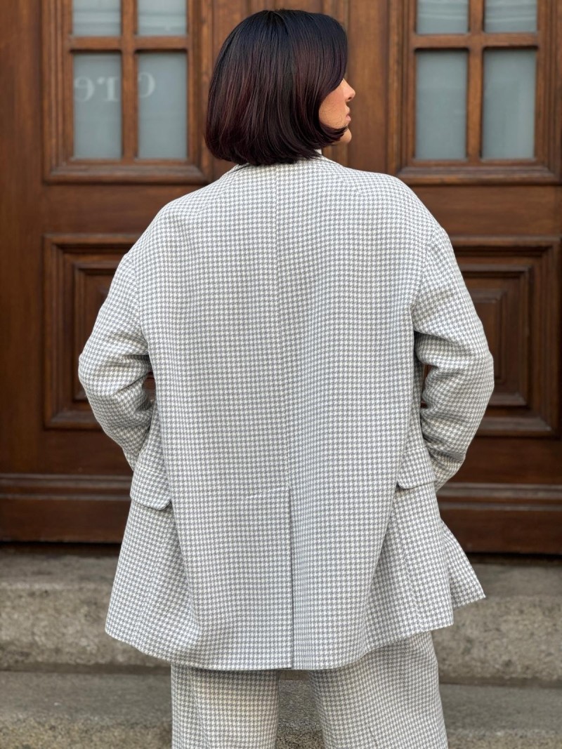 Miniatura produktu Żakiet oversize w szaro-kremową pepitkę Cassie G&E