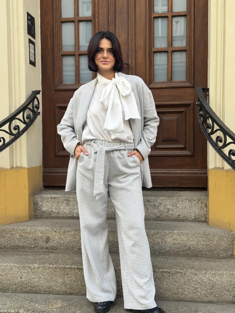 Miniatura produktu Żakiet oversize w szaro-kremową pepitkę Cassie G&E