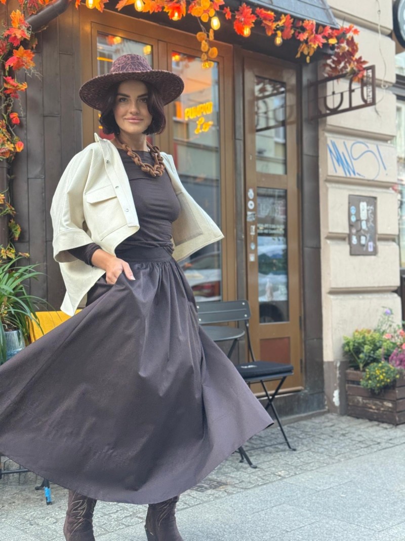 Miniatura produktu Bawełniana Spódnica midi w kolorze brązowym Matilde Brown