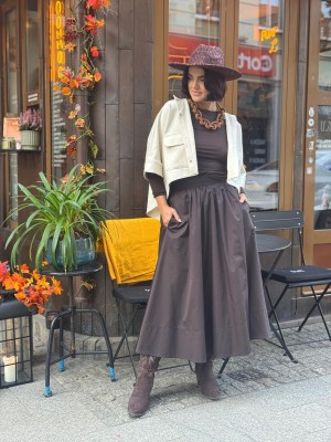 Bawełniana Spódnica midi w kolorze brązowym Matilde Brown