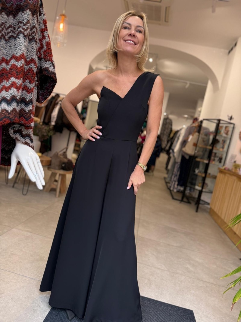 Miniatura produktu Czarny Gorsetowy Kombinezon z asymetrycznym dekoltem Rodrigo Black