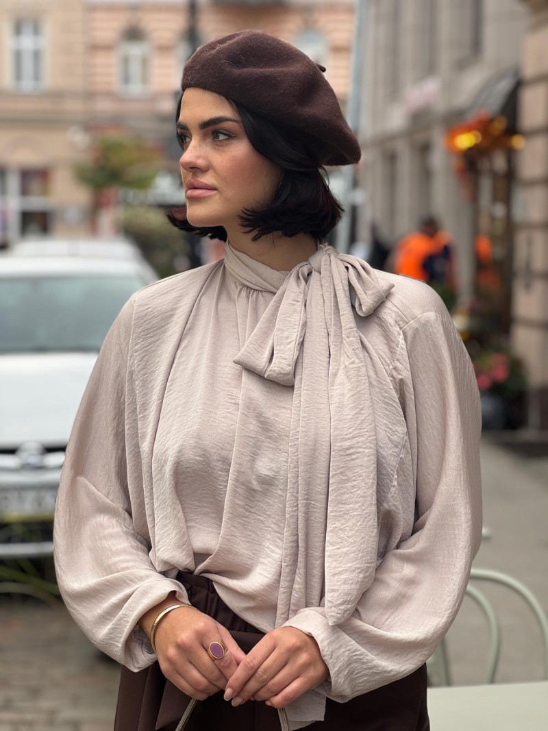 Miniatura produktu Beżowa Bluzka z wiązaniem przy szyi Felicidad Creme