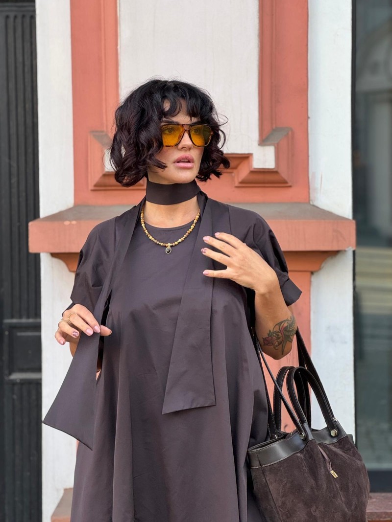 Miniatura produktu Brązowa Sukienka Bawełniana z kieszeniami Alexandra Brown