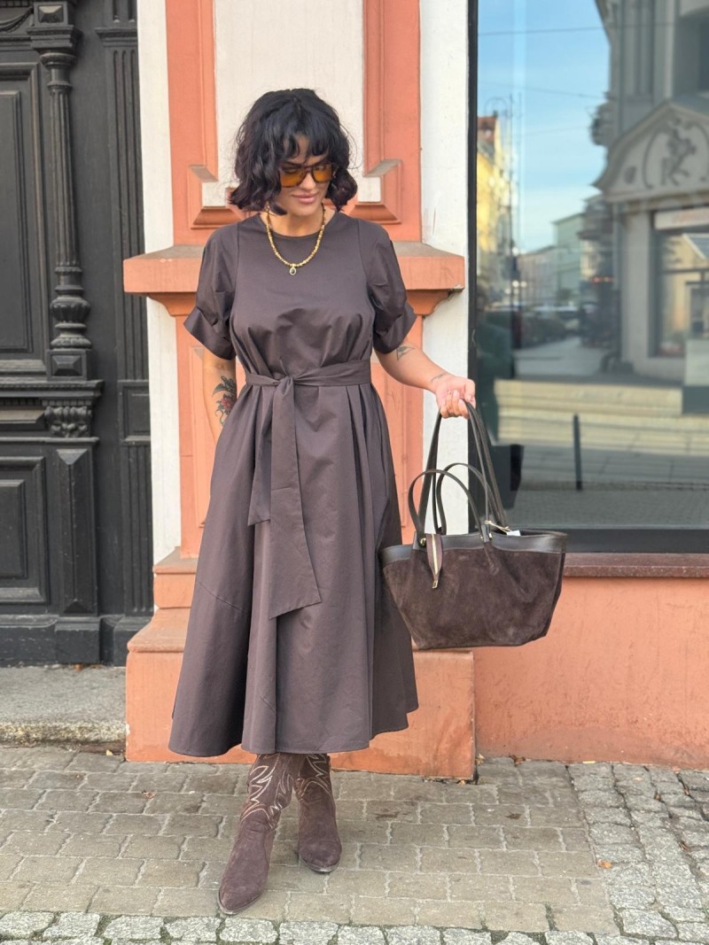 Miniatura produktu Brązowa Sukienka Bawełniana z kieszeniami Alexandra Brown