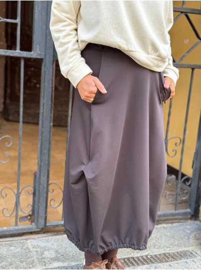 Bawełniana Spódnica długa na gumce w kolorze brązowym Era Brown