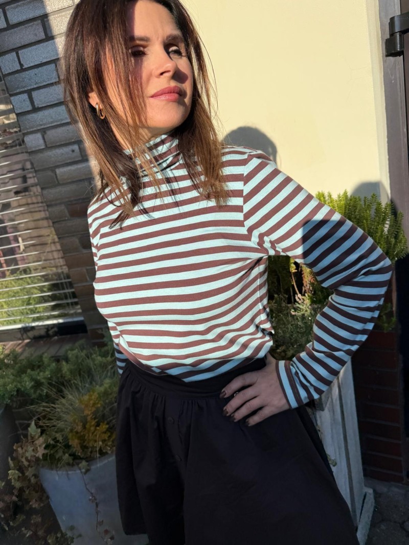 Miniatura produktu Bawełniany Golf w brązowo-niebieskie paski Blue&Brown