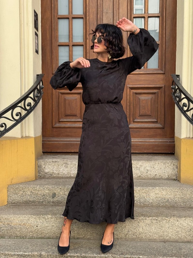 Miniatura produktu Spódnica midi w kwiaty w kolorze czarnym Soley Black&Flowers