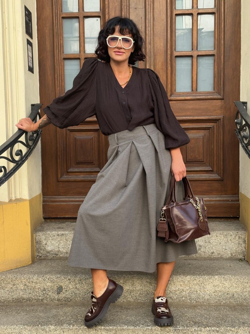 Miniatura produktu Szara Spódnica Midi Trapezowa Amara Wool&Grey