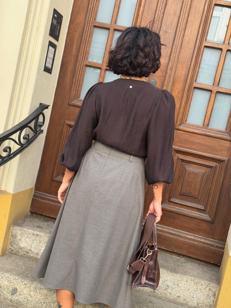 Miniatura produktu Szara Spódnica Midi Trapezowa Amara Wool&Grey