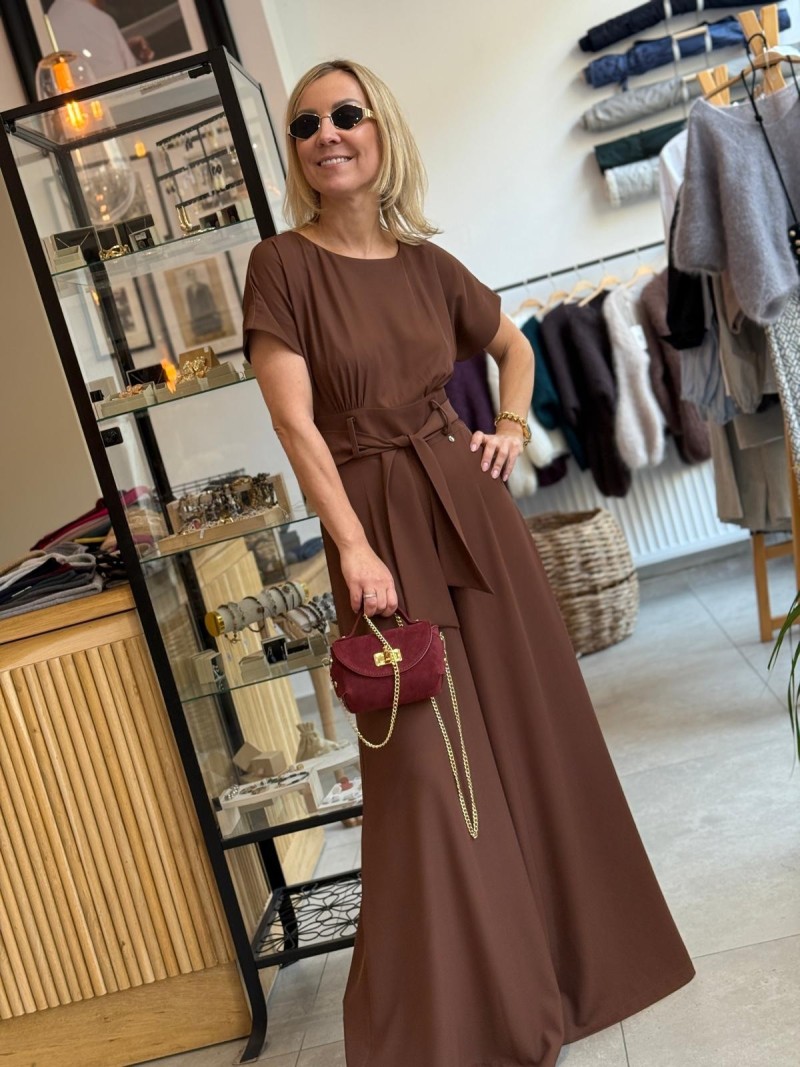 Miniatura produktu Cynamonowy Kombinezon Damski z szerokimi nogawkami Fryne Cynamon