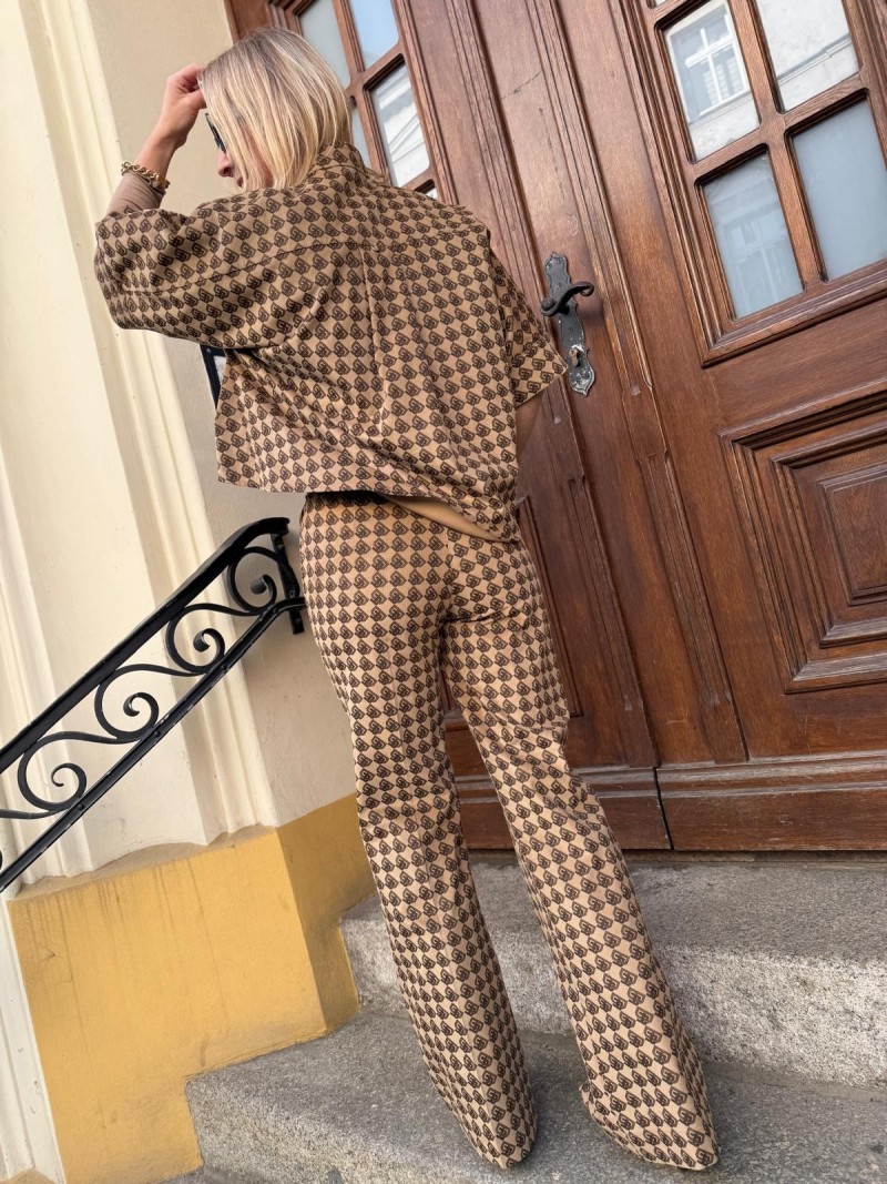 Miniatura produktu Beżowe Wdzianko bawełniane w kratkę i rękawem 3/4 Harper Camel&Letters