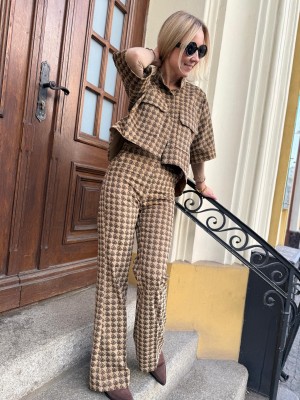 Bawełniane Spodnie Flare z kieszeniami w kolorze beżowym Paolo Camel&Letters