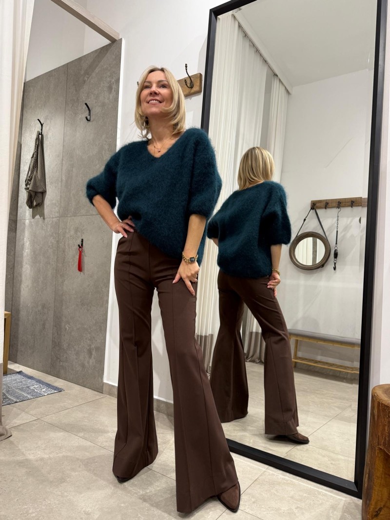 Miniatura produktu Brązowe Spodnie dzwony z kieszeniami Flare Brown