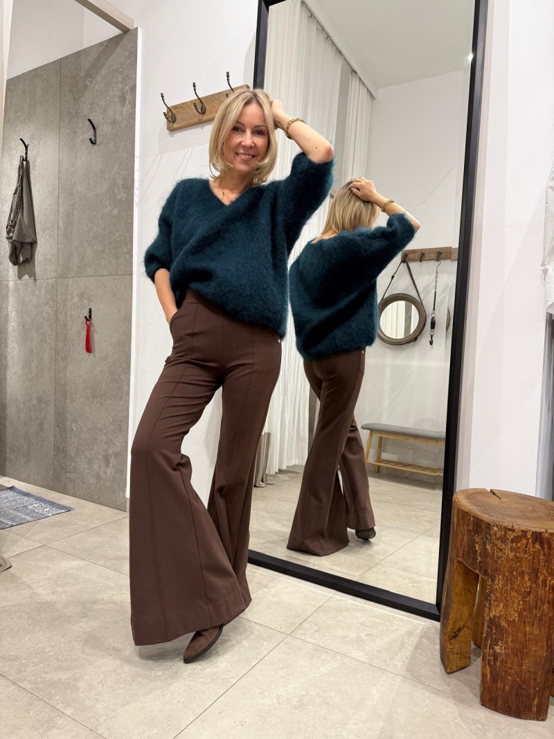 Miniatura produktu Brązowe Spodnie dzwony z kieszeniami Flare Brown