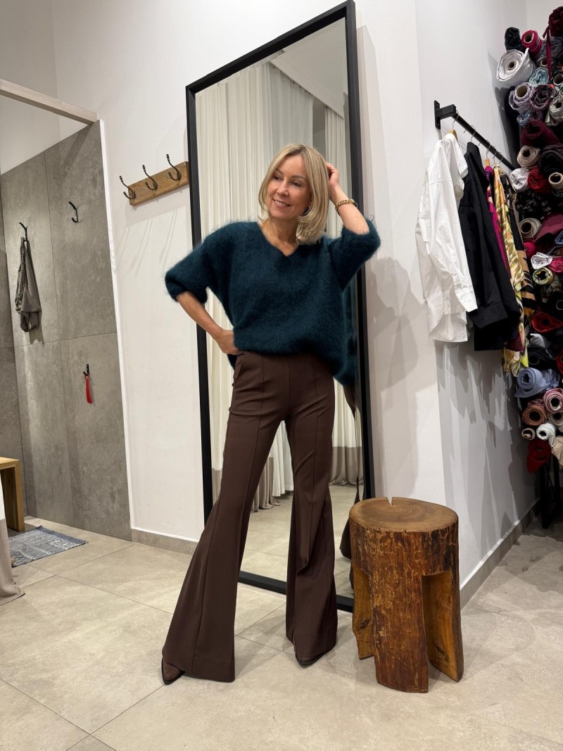 Miniatura produktu Brązowe Spodnie dzwony z kieszeniami Flare Brown