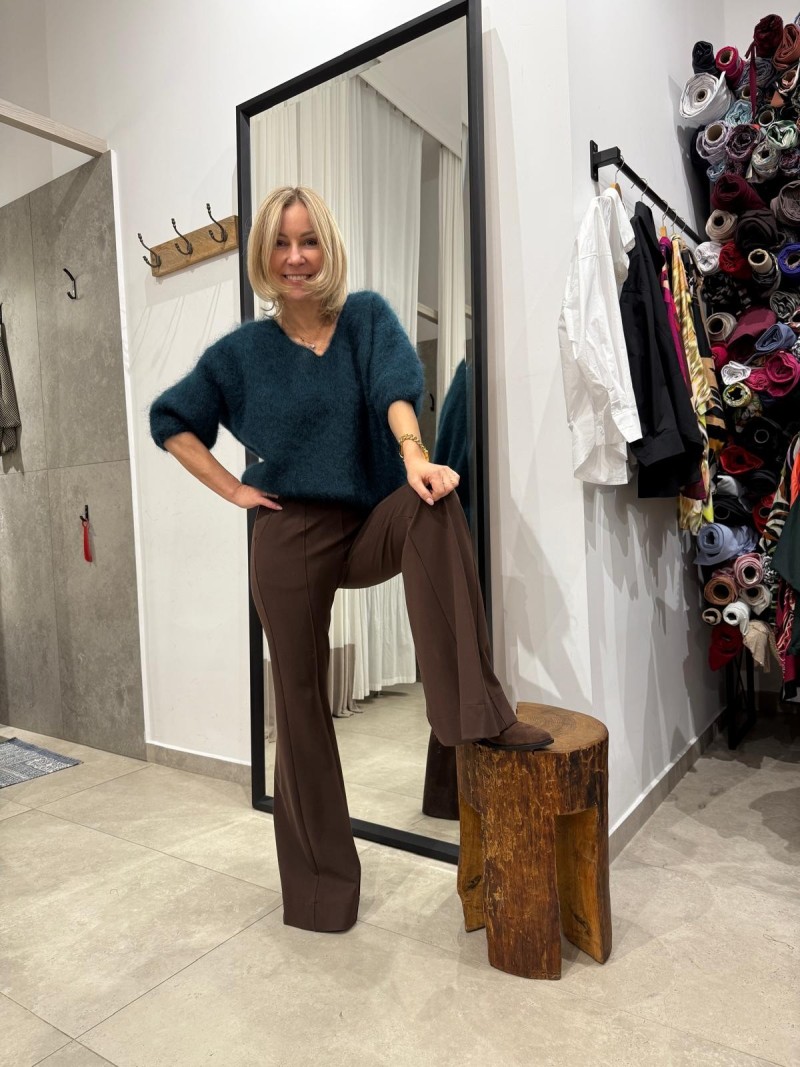 Miniatura produktu Brązowe Spodnie dzwony z kieszeniami Flare Brown