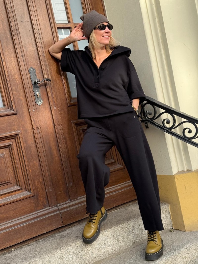 Miniatura produktu Czarna bawełniana Bluza z kapturem i krótszym rękawem Polo Black