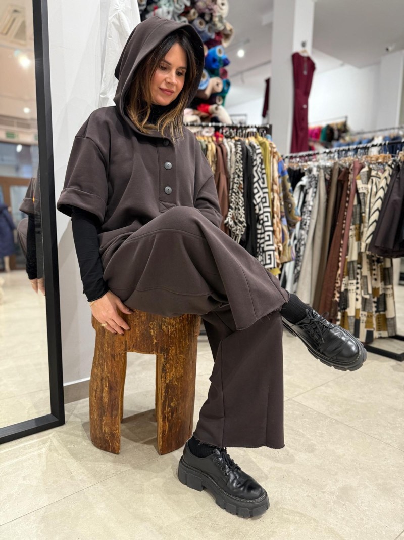 Miniatura produktu Brązowe Spodnie dresowe z szerokimi nogawkami Mono Brown