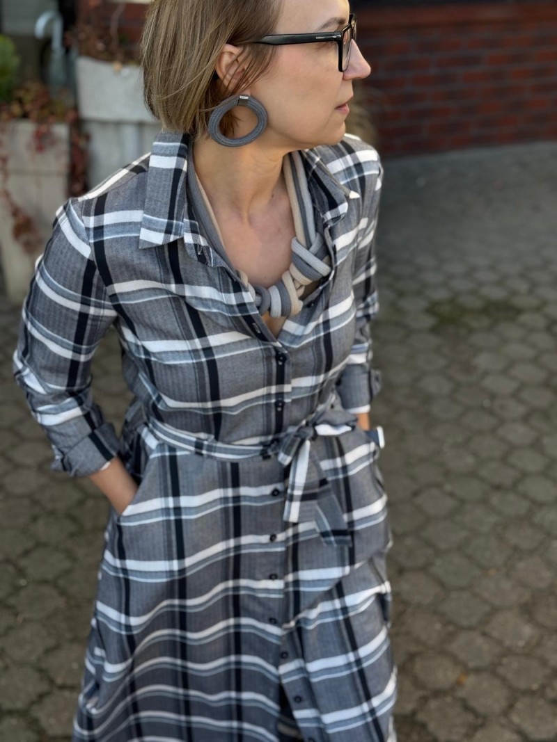 Miniatura produktu Bawełniana Sukienka W kratę na guziki z odcinaną talią Valerie Texas