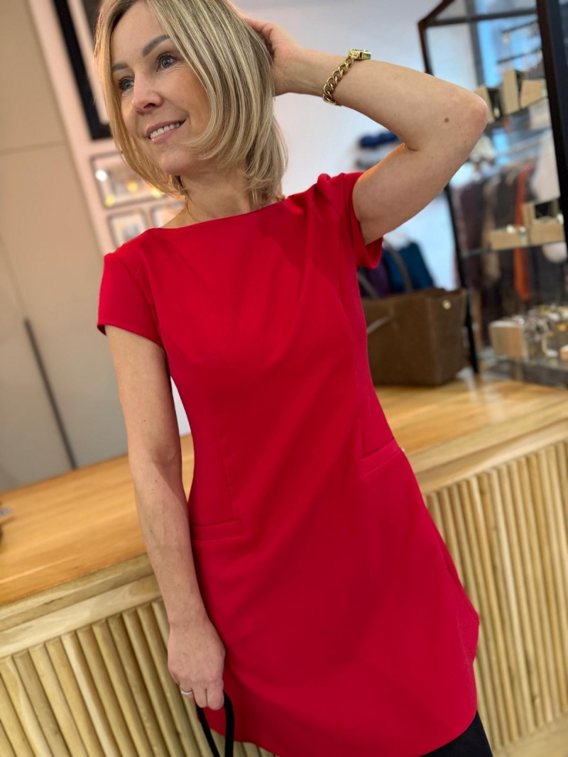 Miniatura produktu Czerwona Sukienka Wiskozowa mini na krótki rękaw Jacqueline Red