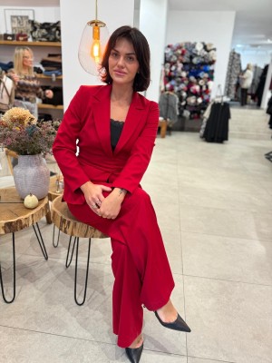 Damskie Spodnie Culoty z wysokim stanem w kolorze czerwonym Red