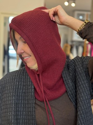 Bordowy Ciepły Komino-kaptur z dodatkiem kaszmiru Cashmere&Bordo