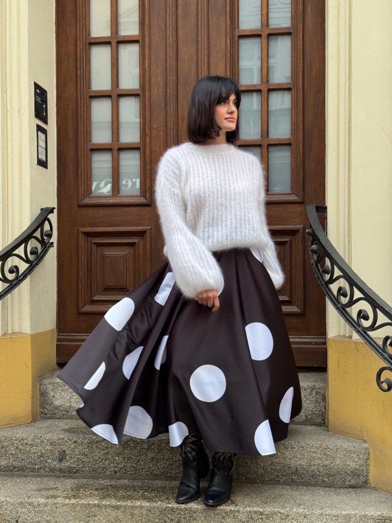 Miniatura produktu Spódnica Damska maxi z wysokim stanem grochy Leyla Black&Dots