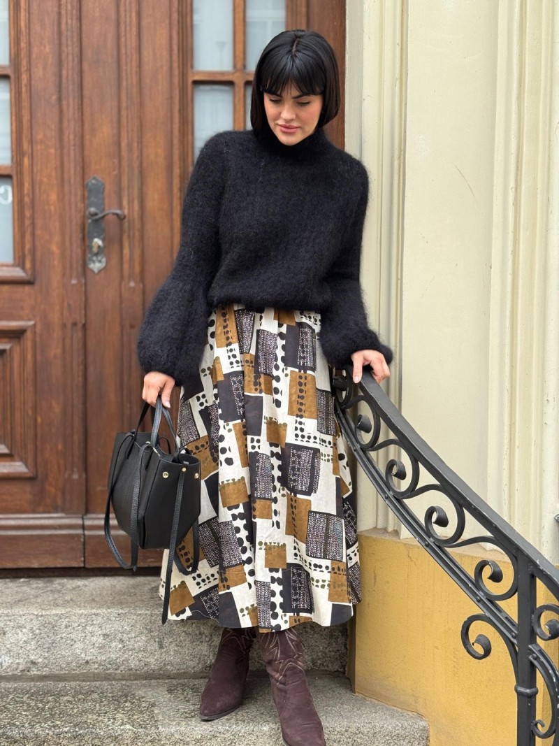 Miniatura produktu Brązowa Spódnica Bawełniana midi w geometryczny wzór Matilde Brown&Story