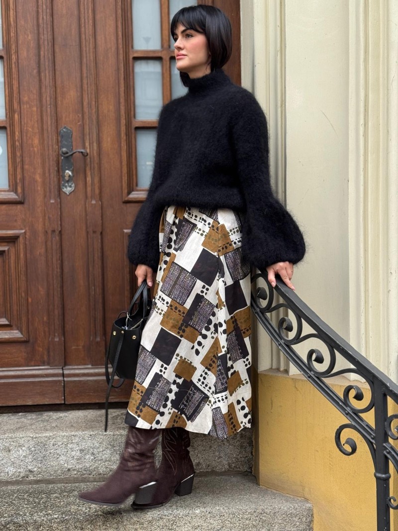 Miniatura produktu Brązowa Spódnica Bawełniana midi w geometryczny wzór Matilde Brown&Story