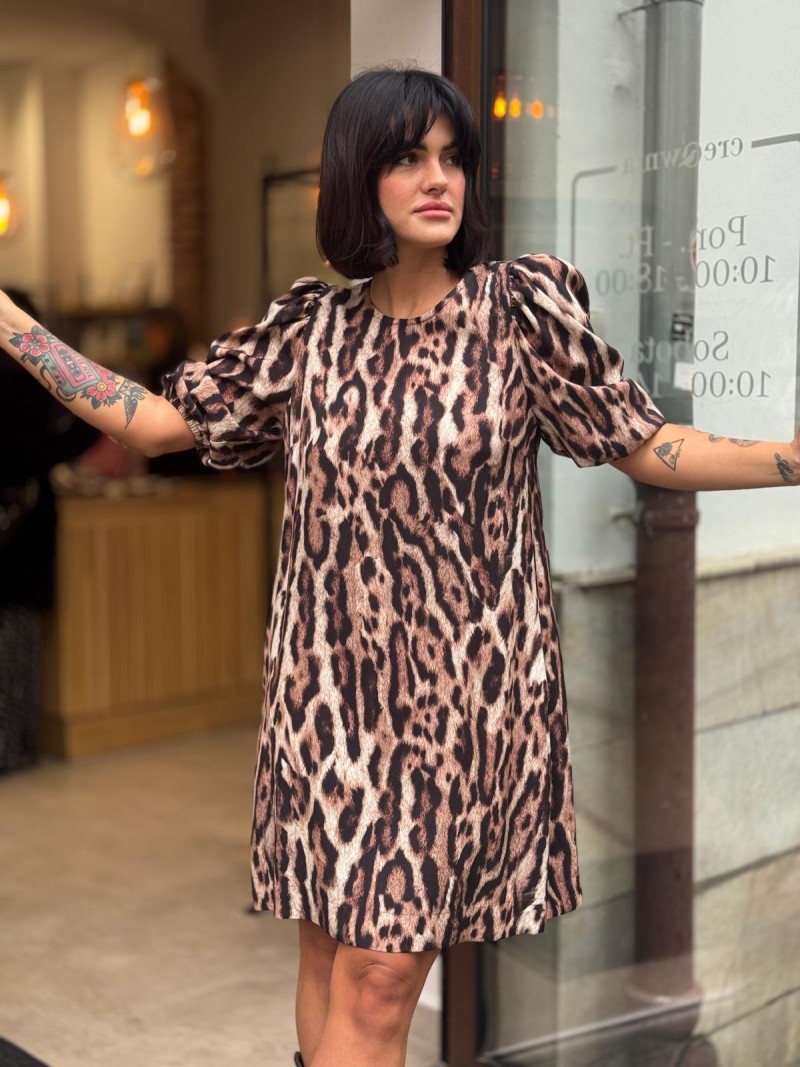 Miniatura produktu Sukienka Mini w panterkę i bufiastymi rękawkami Marie Panther
